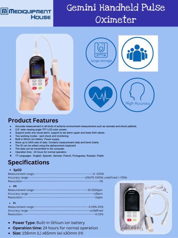Gemini Handheld Pulse Oximeter from K-MED - Image 4
